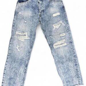PACSUN blue acid wash distressed jeans #distresseddenim